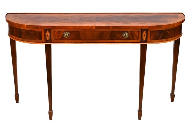 Hekman Flame Mahogany and Inlaid Demilune Console (1 of 11)