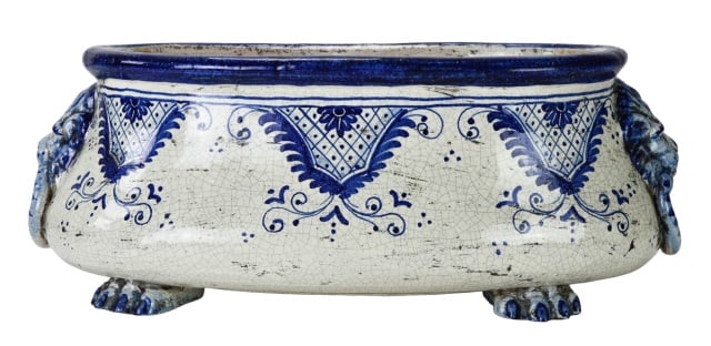 Vintage Italian Pottery Blue & White Garden Pot (1 of 7)