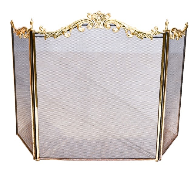 Hollywood Regency Gilt Bronze Fireplace Screen (1 of 11)