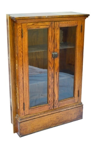 Mission Style Oak Glass Bookcase (1 of 10)