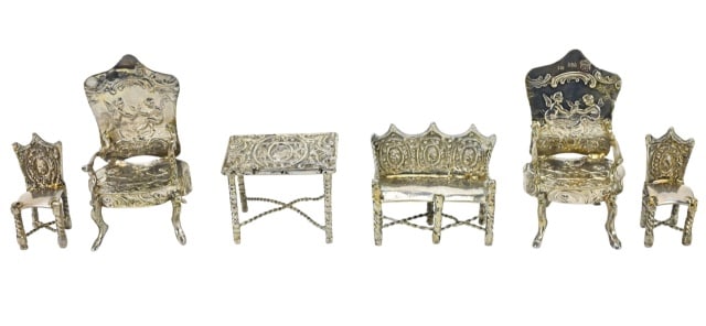 Antique Silver Plate Empire Furniture Miniatures (1 of 9)