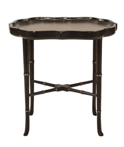 Chinoisseri Black Lacquered Faux Bamboo Side Table (1 of 8)