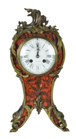 Antique J. Weir Glascow Mantle Clock w Overlay (1 of 10)