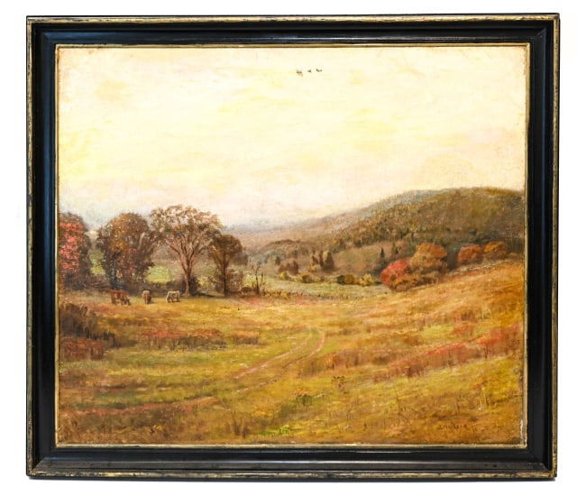 John Macleod Signed Oil Painting Farm in Foothills (1 of 11)