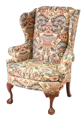 Thomasville Carved Upholstered Wingback Armchair (1 of 13)