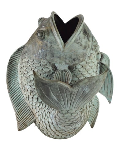 Vintage Bronze Leaping Koi Fish Garden Sculpture (1 of 9)