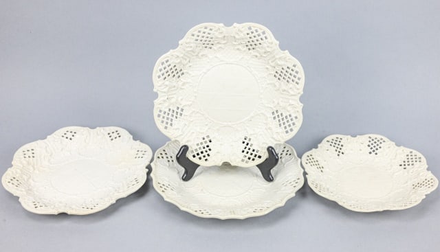 4 Antique 18 C Salt Glaze Stoneware Pieced Plates (1 of 16)