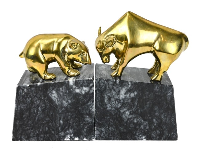 Vintage Bull and Bear Brass & Marble Bookends (1 of 13)