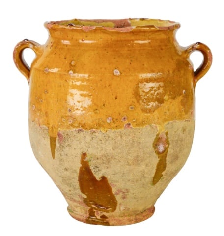 Antique French Confit Pot w Yellow Ochre Glaze (1 of 7)