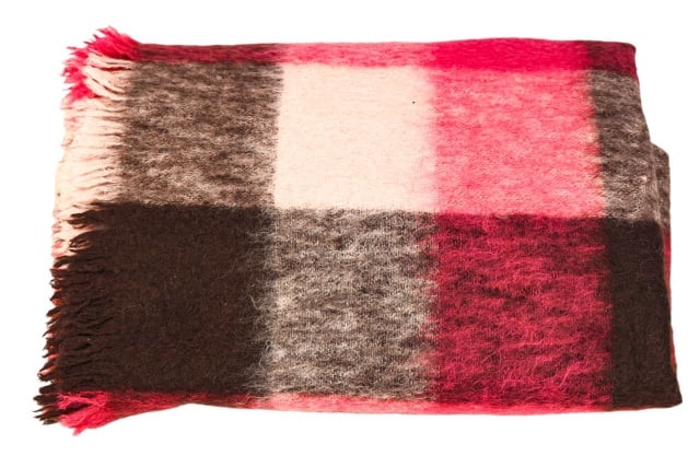 Vintage Glen Scotland 100% Mohair Large Blanket: Vintage Glen Scotland 100% Mohair Large Blanket Made in Scotland in Pink, Brown and Ivory Color Ways. Measures 100 inches x 90 inches.