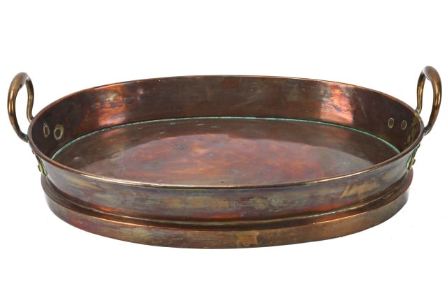 Large French Copper Vintage Serving Tray w Handles (1 of 8)