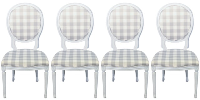 4 Gustavian Upholstered Balloon Back Dining Chairs (1 of 19)