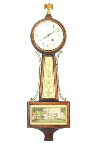 Antique Carved Warwick Banjo Clock Mt. Vernon (1 of 10)