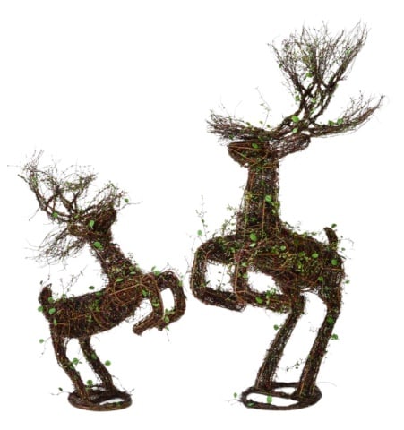 Pair Wire Christmas Deer w Faux Twig & Botanicals (1 of 12)