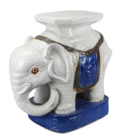 Persian Style Porcelain Elephant Form Garden Stool (1 of 11)