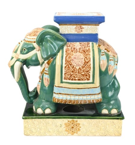 Persian Style Porcelain Elephant Form Garden Stool (1 of 12)