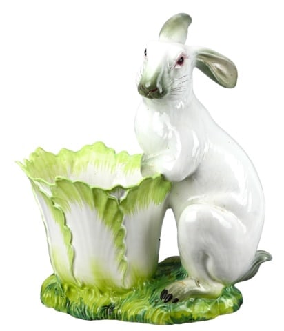 Large Italian Porcelain Rabbit Figural Planter (1 of 13)