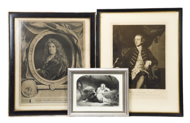 3 Antique Engravings Portraits Edelinch, Hastings (1 of 20)