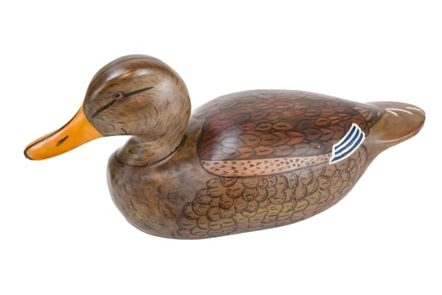 Helen Gifford Hand Carved & Painted Duck Decoy: Helen Gifford Hand Carved & Painted Duck Decoy. 7 inches x 14 inches x 7 inches