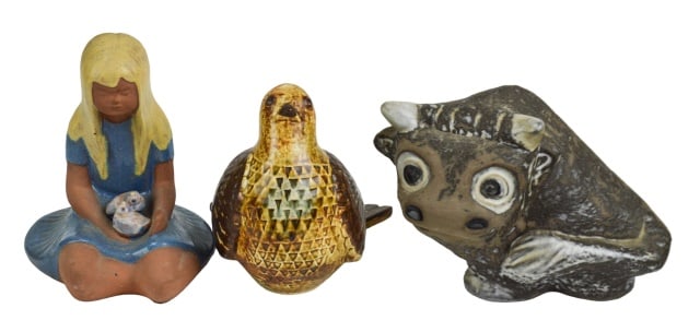 JIE, Ester Wallin, Joseph Simon Swedish Pottery: Vintage JIE, Ester Wallin, and Joseph Simon Swedish Pottery Scuptures, Statues, Figurines. Larger measures 7 inches x 9 inches.