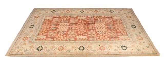Antique Turkish Oushak Hand Knotted Wool Rug: Antique Turkish Oushak Hand Knotted Wool Rug.Measures 73.5 inches x 112.5 inches.