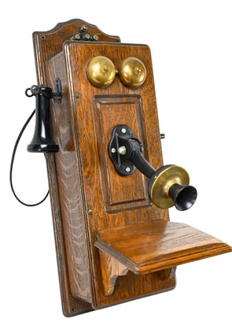 Antique Kellogg Company Oak Wall Mount Telephone (1 of 8)