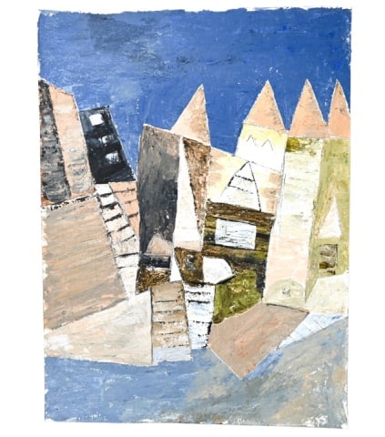 Ram Kumar Untitled Landscape Acrylic on Paper 2015: Ram Kumar Untitled Landscape Acrylic on Paper 2015. Signature backside of painting.Measures 30 inches x 22 inches.