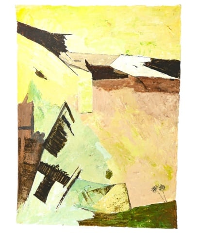 Ram Kumar Untitled Acrylic on Paper 2016: Ram Kumar Untitled Acrylic on Paper 2016.Signature backside of Painting.Measures 30 inches x 22 inches.