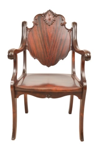 Antique Victorian Carved Shield Back Armchair (1 of 10)
