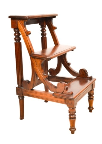 Regency Style Carved Three Step Library Ladder (1 of 8)