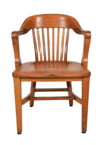 Mission Style Barrel Back Oak Desk Chair (1 of 10)