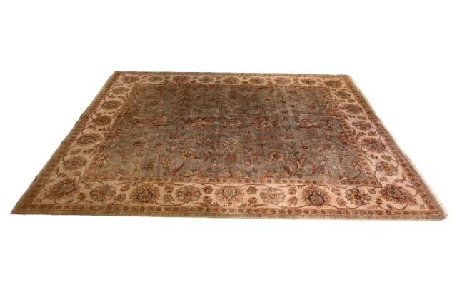 Ethan Allen Wool & Silk Hand Knotted Sage Ivory (1 of 13)