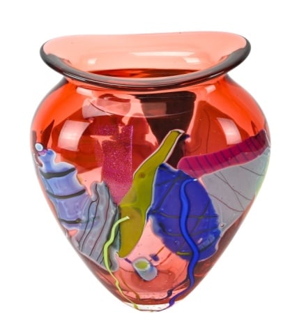 Signed Murano Hand Blown Art Glass Multicolor Vase (1 of 11)