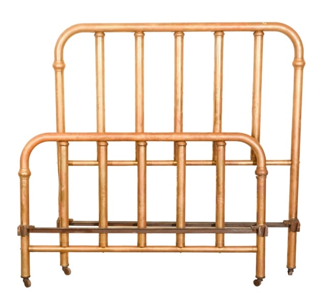 Antique Brass Headboard and Footboard: Antique Brass Headboard and Footboard.Measures 58 x 54 x 5