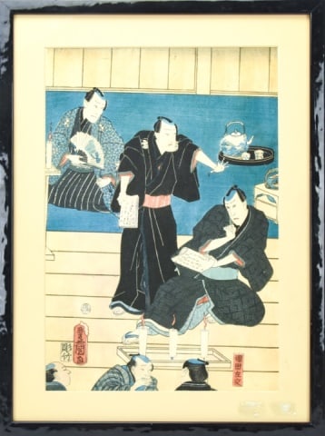 Antique 19th C Japanese Ukiyo-e Woodblock (1 of 9)