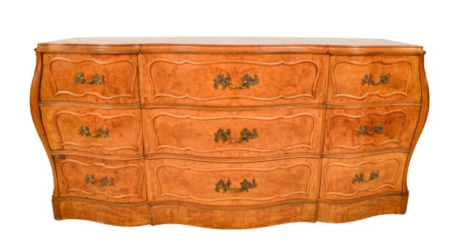 Hathaways French Provincial Style Triple Dresser: Hathaways French Provincial Style Hand Carved Triple Dresser.Measures 33.25 inches x 71 inches x 22.5 inches.