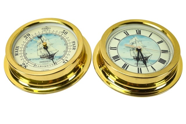 Clipper Ship Themed Battery Barometer & Clock (1 of 7)