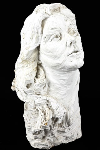 E. Silver Signed Plaster Sculpture Bust of Woman (1 of 11)