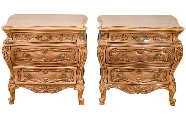 Pair French Baroque Style Nightstand Commodes (1 of 15)