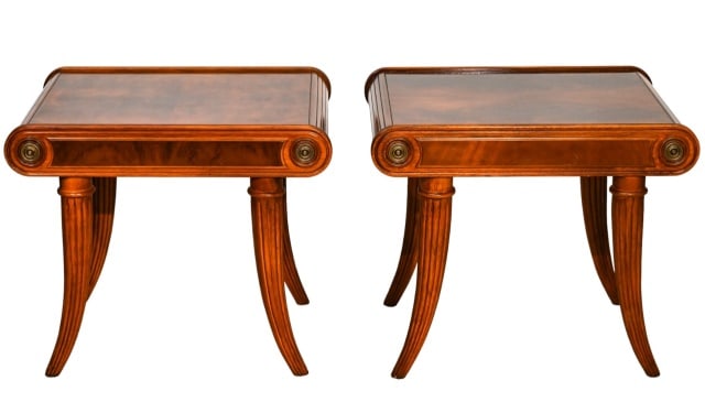 Two Hammary Hand Carved Scroll Top Side Tables (1 of 10)