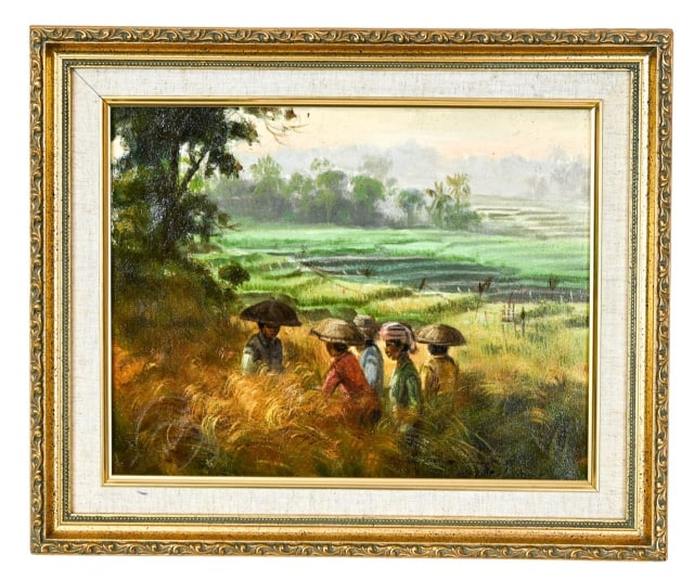 Signed Oil Painting of Bali Rice Fields (1 of 9)