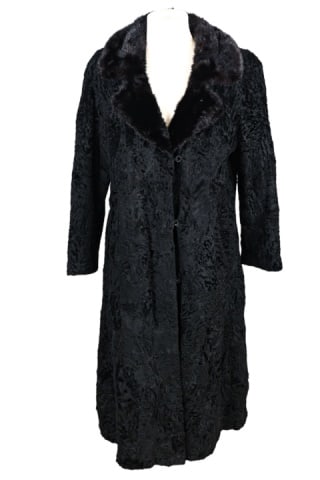 Vintage Black Persian Lamb Coat w Mink Collar (1 of 11)