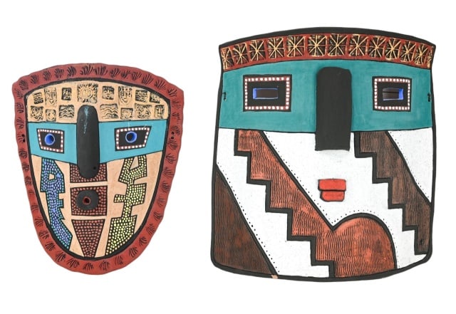 2 Louis Mendez Signed Art Pottery Painted Masks (1 of 11)