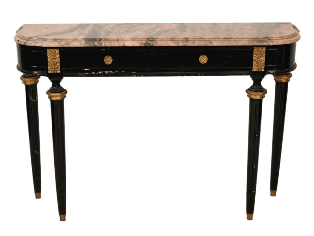 Neoclassical Carved Gilt Wood Marble Top Console (1 of 12)