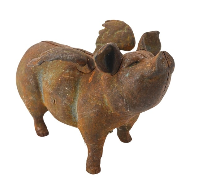 Vintage Cast Iron Flying Pig w Rust Patina (1 of 7)