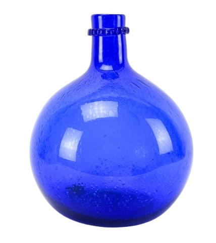Mid C. Hand Blown Deep Cobalt Blue Bottle Vase (1 of 6)