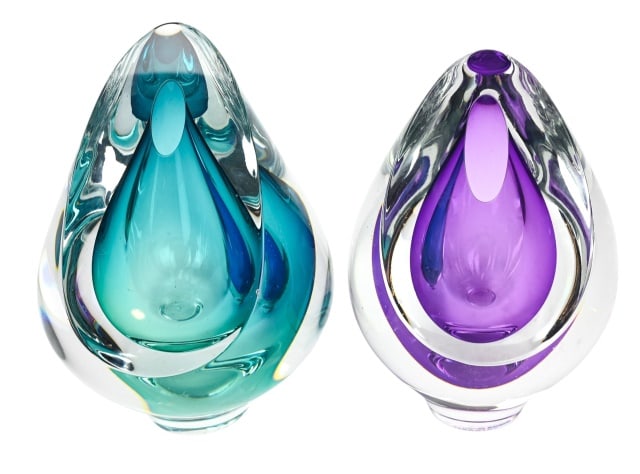 Pair Deeble Signed Studio art Glass Bud Vases (1 of 11)