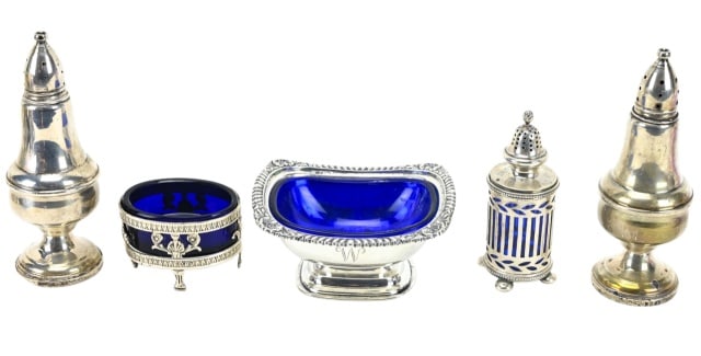 Sterling & Silver Plate Salts w Glass & Shakers (1 of 15)