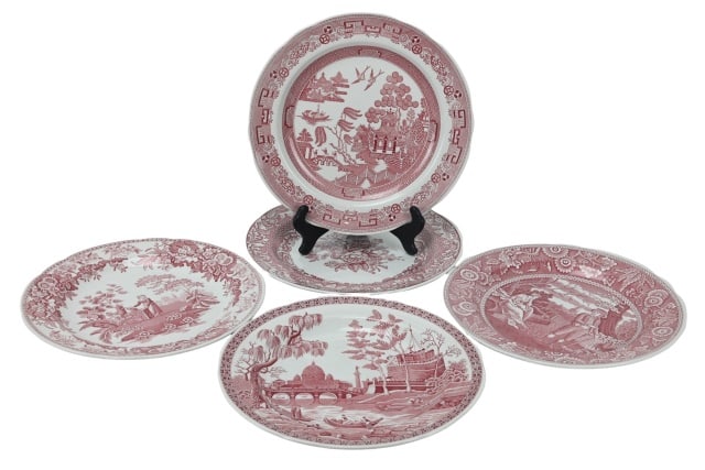 Red Transfer Ware Plates Spode Archive Collection (1 of 8)