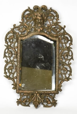 Antique North Wind Face Framed Beveled Mirror (1 of 6)